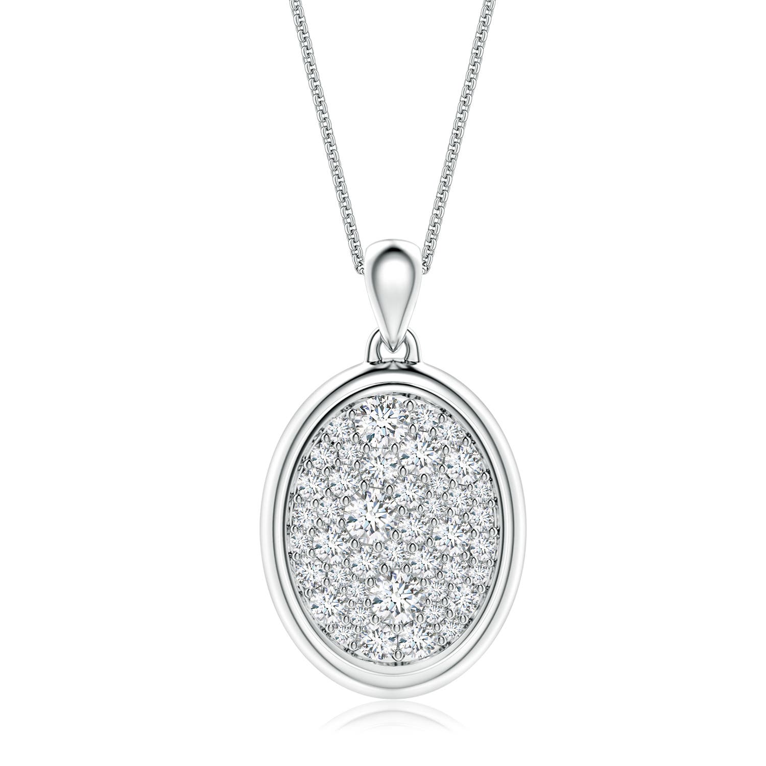 3.2mm FGVS Pav�-Set Lab-Grown Diamond Men�s Oval Medallion Pendant in White Gold - main