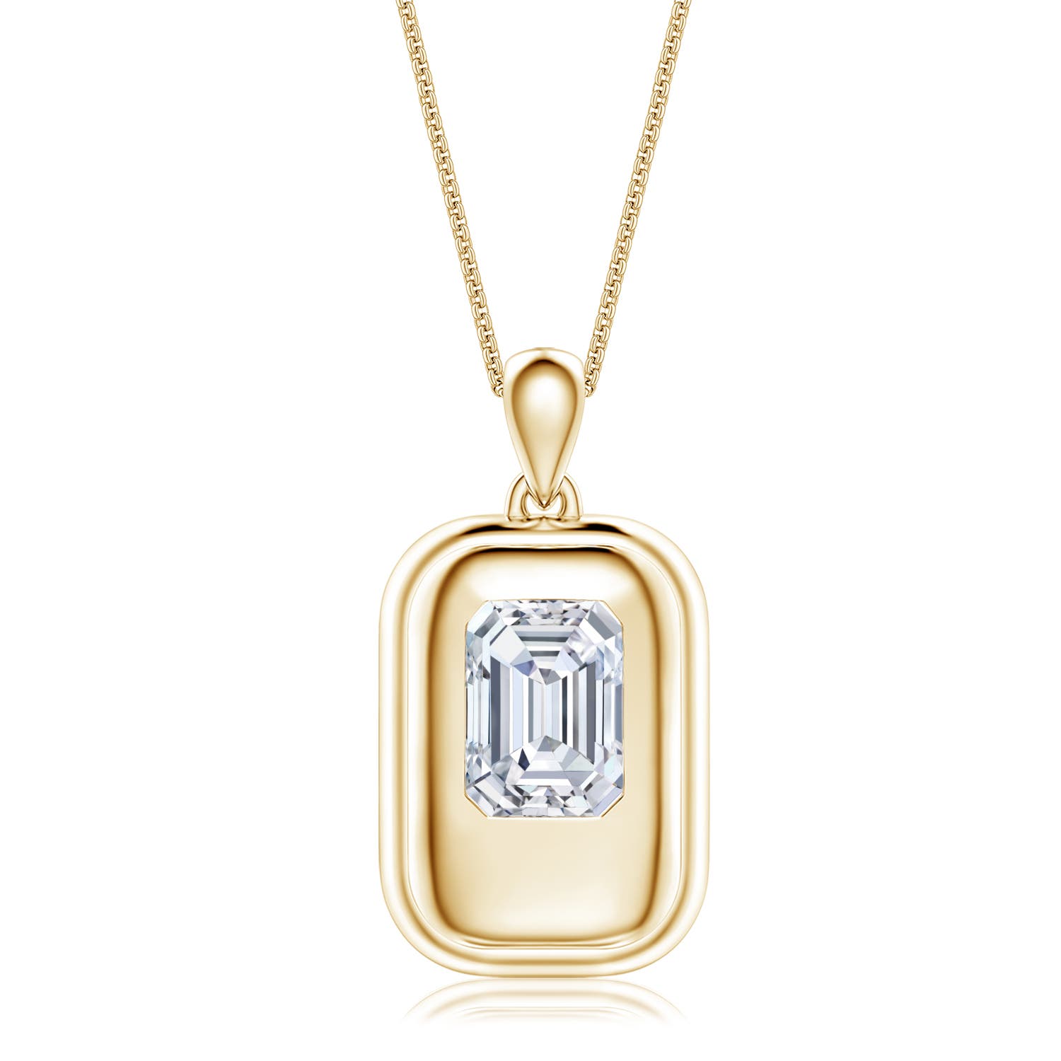10x7mm DEVVS Emerald-Cut Lab-Grown Diamond Men's Tag Pendant in Yellow Gold - main