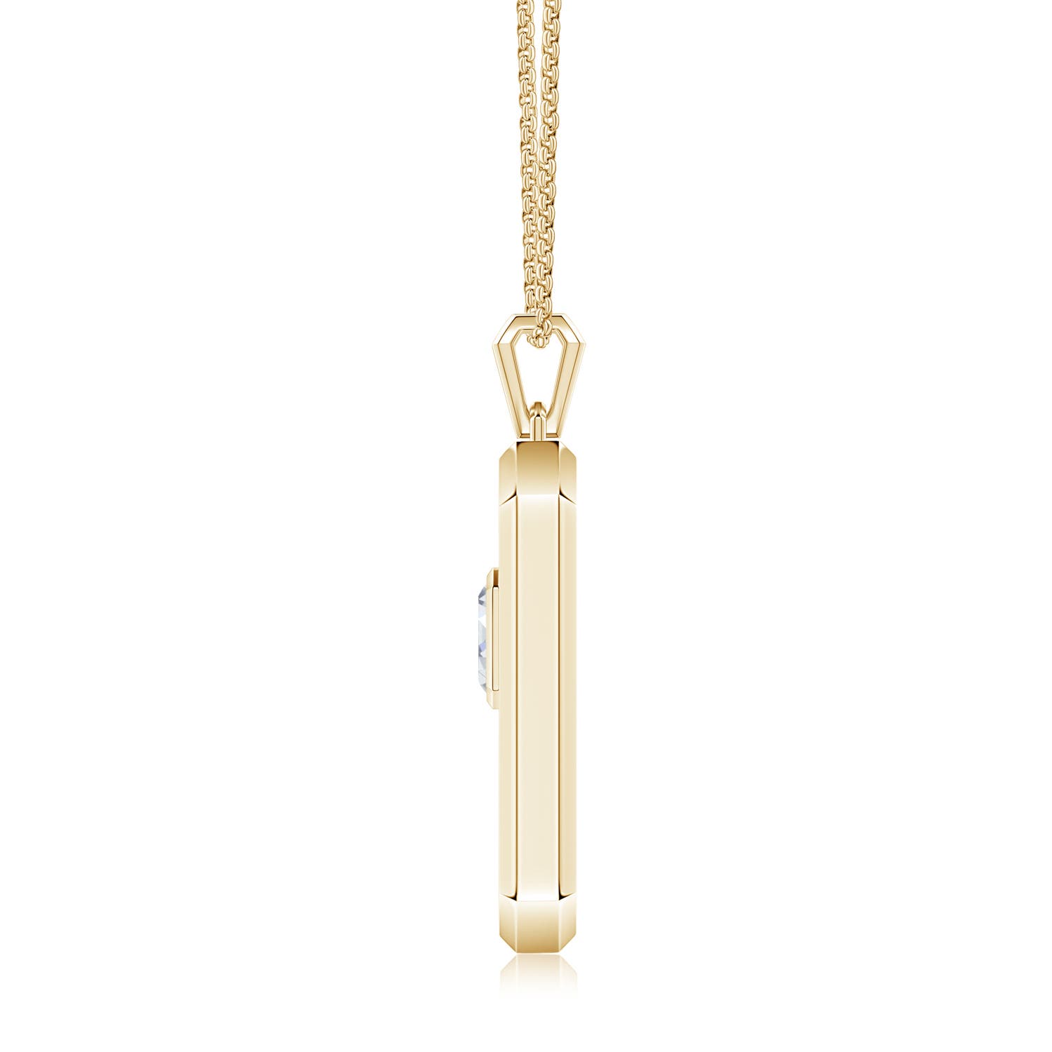 7x5mm DEVVS Emerald-Cut Lab-Grown Diamond Men's Elongated Octagon Tag Pendant in Yellow Gold - side 1