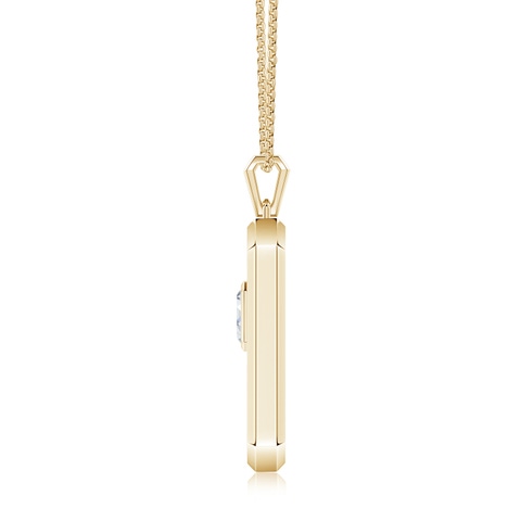 7x5mm DEVVS Emerald-Cut Lab-Grown Diamond Men's Elongated Octagon Tag Pendant in Yellow Gold - side 1