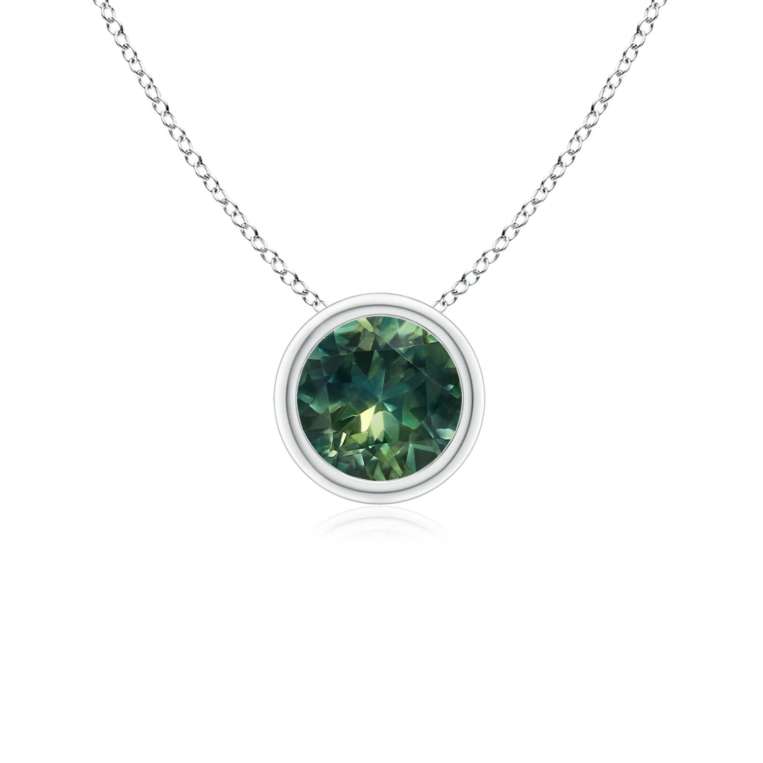 Angara Germany Angara 0.6 Carat Bezel-Set Round Teal Montana Sapphire Solitaire Pendant in Platinum SP0159TS-PT-AA-5