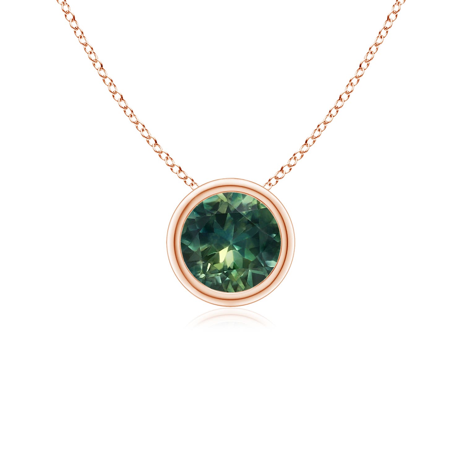 Angara Germany Angara 0.6 Carat Bezel-Set Round Teal Montana Sapphire Solitaire Pendant in 14K Rose Gold SP0159TS-RG-AA-5