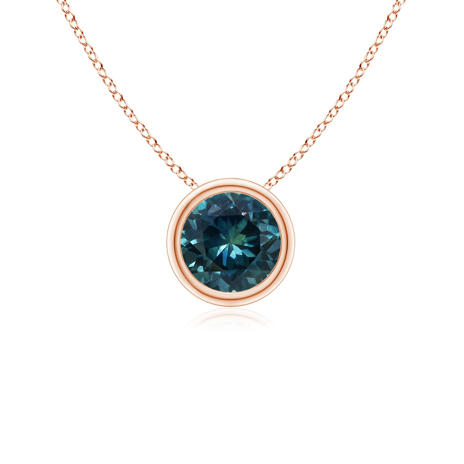 Angara Germany Angara 0.6 Carat Bezel-Set Round Teal Montana Sapphire Solitaire Pendant in 14K Rose Gold SP0159TS-RG-AAA-5