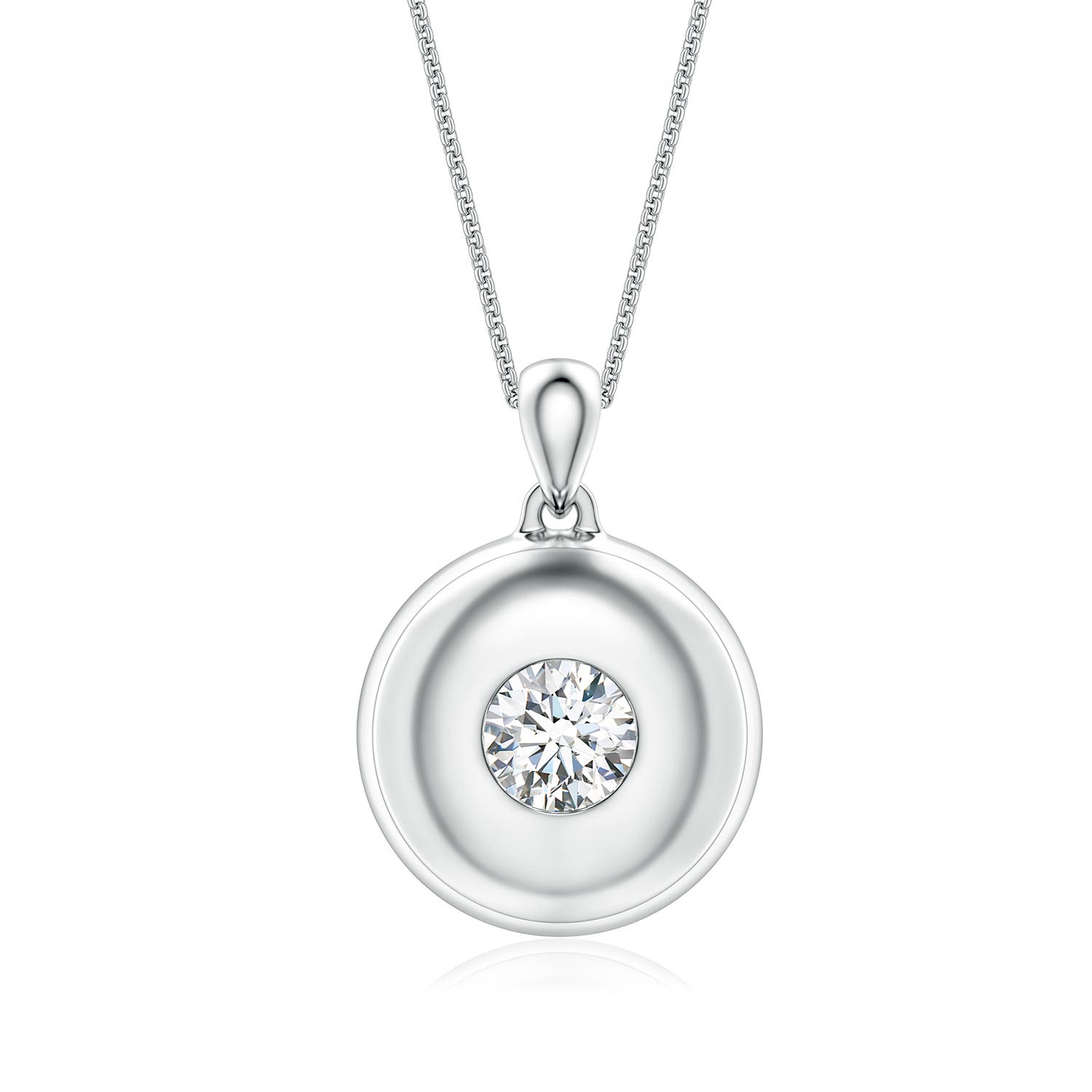 6.5mm GVS2 Round Diamond Men�s Medallion Pendant With Chain in White Gold - main