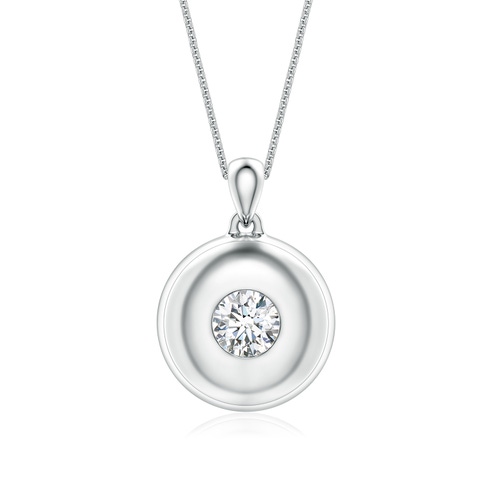 6.5mm GVS2 Round Diamond Men�s Medallion Pendant With Chain in White Gold - main