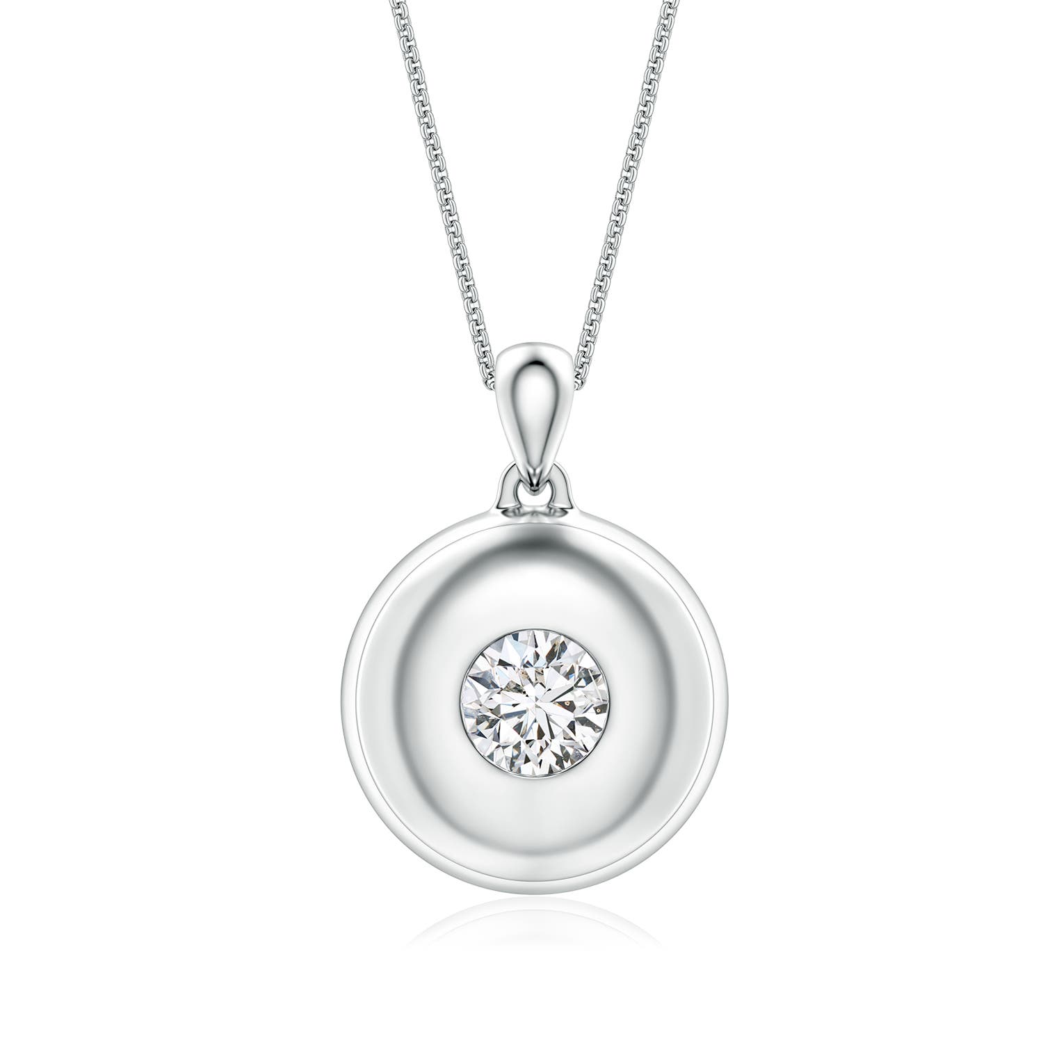 6.5mm HSI2 Round Diamond Men�s Medallion Pendant With Chain in White Gold - main
