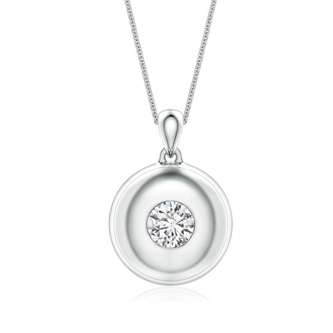 6.5mm HSI2 Round Diamond Men�s Medallion Pendant With Chain in White Gold - main