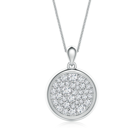 3.2mm GVS2 Pav�-Set Diamond Men�s Round Medallion Pendant With Chain in White Gold - main