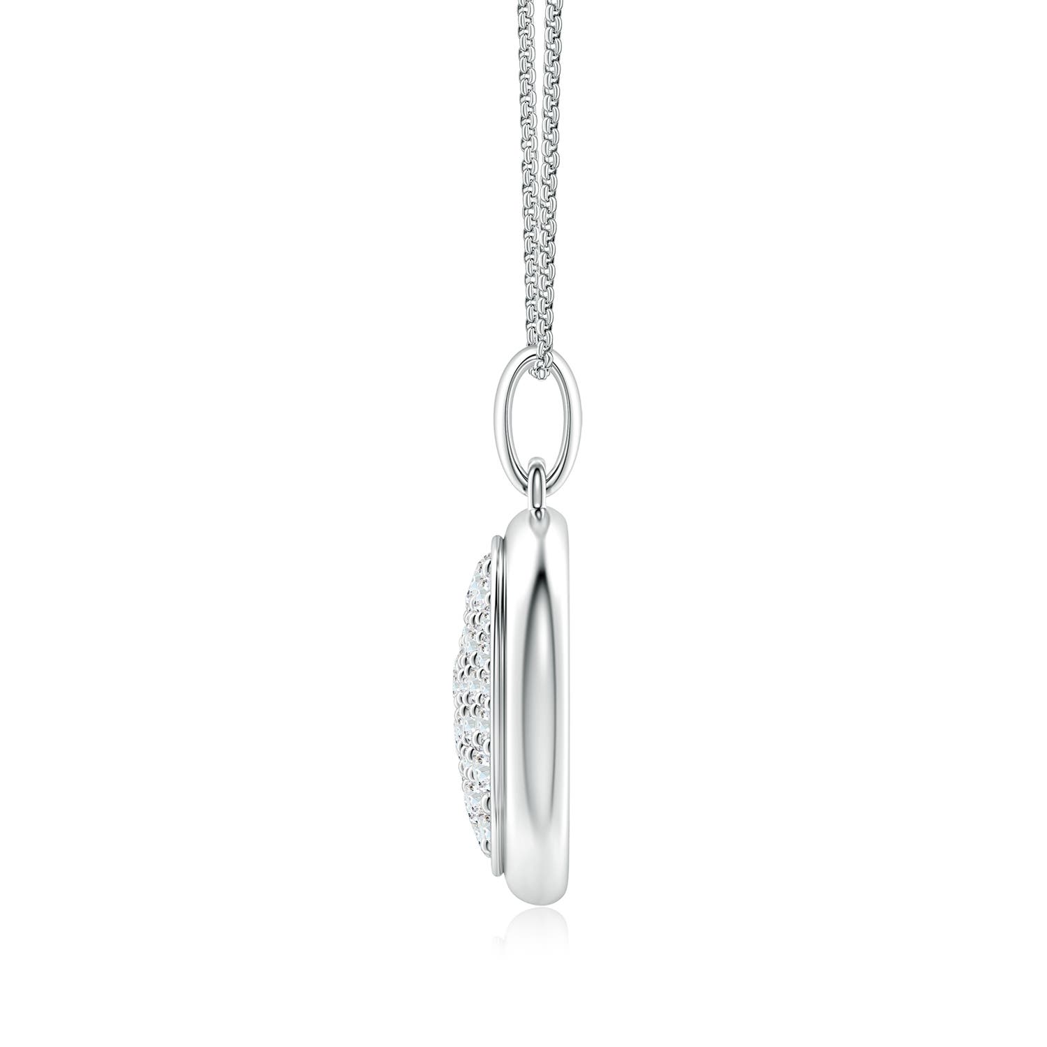 3.2mm GVS2 Pav�-Set Diamond Men�s Round Medallion Pendant With Chain in White Gold - side 1