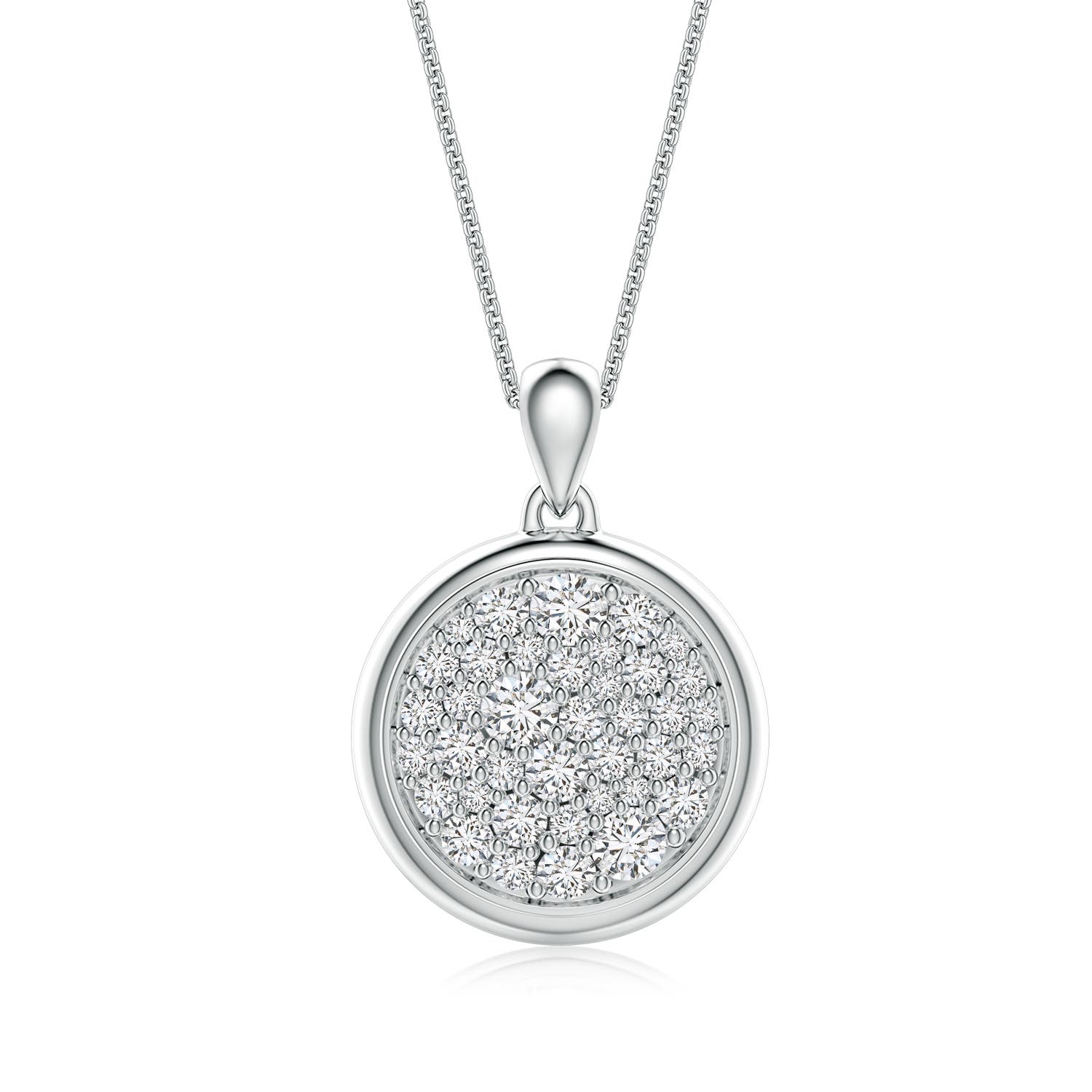 3.2mm HSI2 Pav�-Set Diamond Men�s Round Medallion Pendant With Chain in White Gold - main