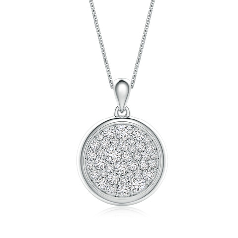3.2mm HSI2 Pav�-Set Diamond Men�s Round Medallion Pendant With Chain in White Gold - main