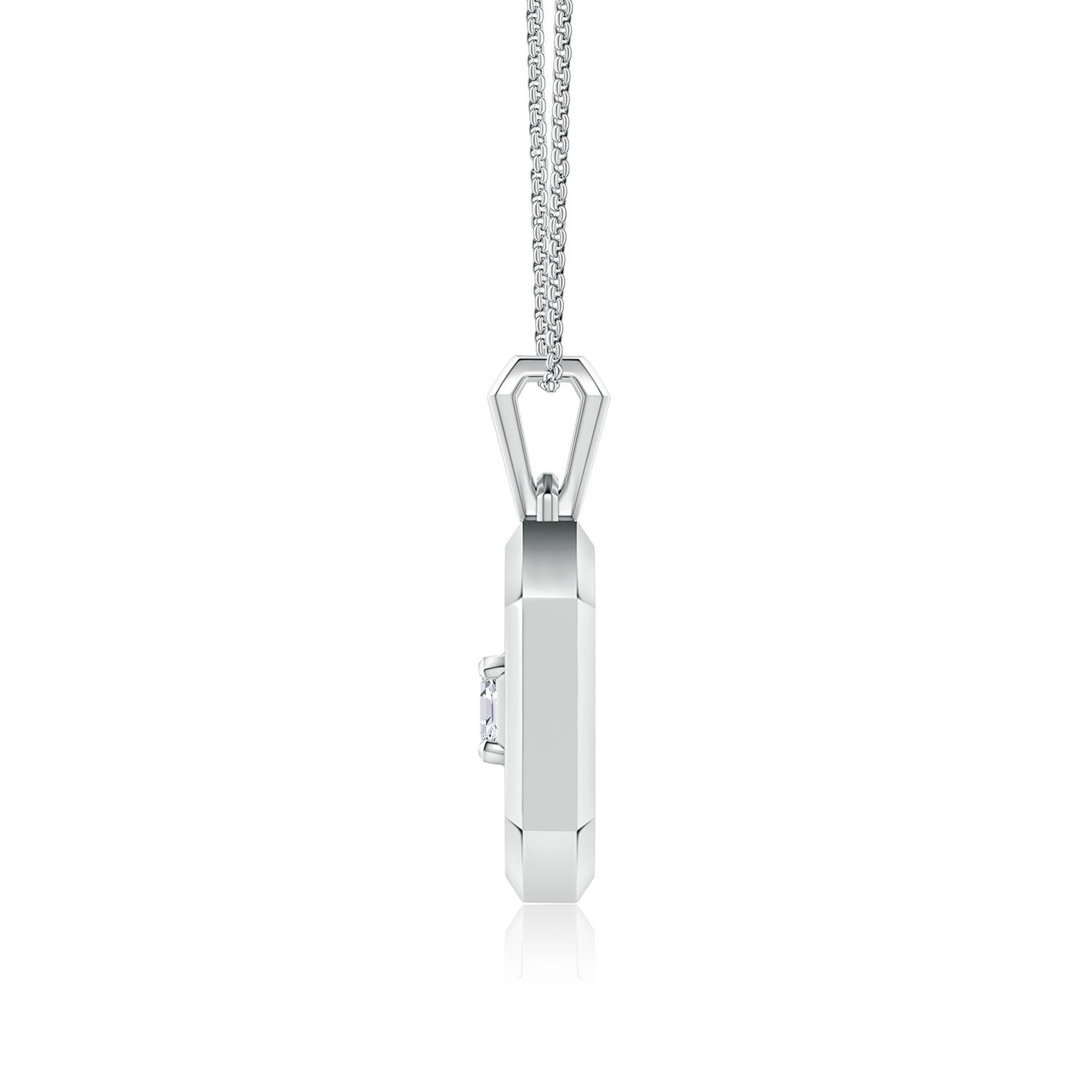 4mm GVS2 Asscher-Cut Diamond Men�s Octagon Medallion Pendant With Chain in White Gold - side 1