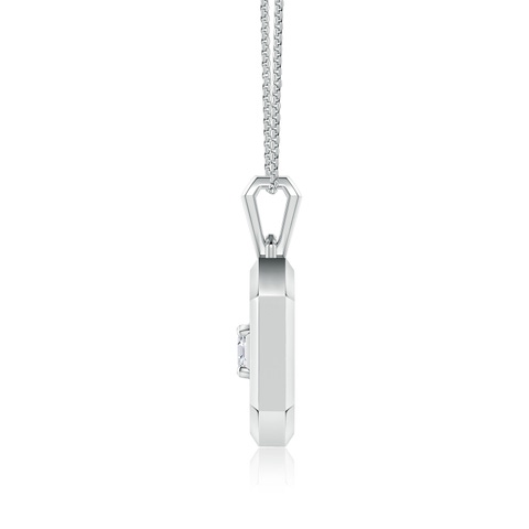 4mm GVS2 Asscher-Cut Diamond Men�s Octagon Medallion Pendant With Chain in White Gold - side 1
