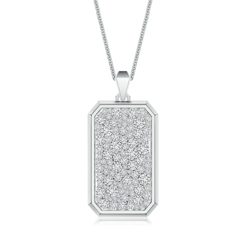 3mm HSI2 Pav�-Set Diamond Men�s Elongated Octagon Tag Pendant With Chain in White Gold - main