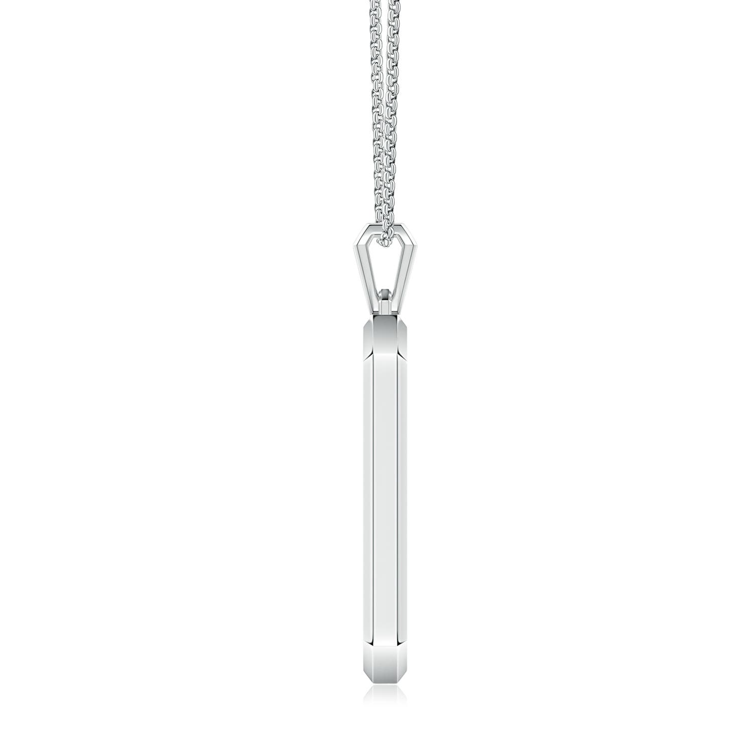 3mm HSI2 Pav�-Set Diamond Men�s Elongated Octagon Tag Pendant With Chain in White Gold - side 1