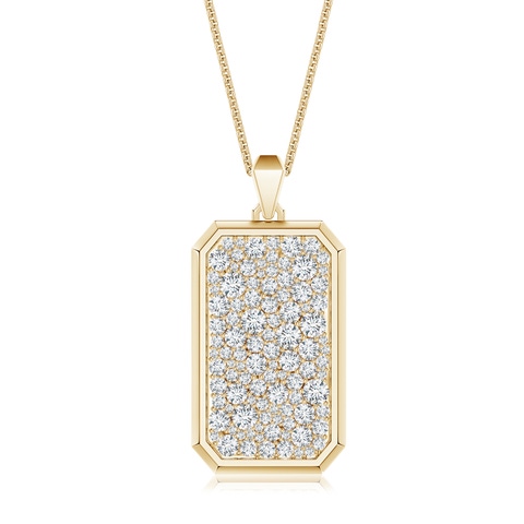 3mm GVS2 Pav�-Set Diamond Men�s Elongated Octagon Tag Pendant With Chain in Yellow Gold - main