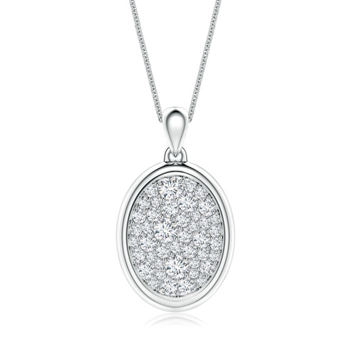 3.2mm GVS2 Pav�-Set Diamond Men�s Oval Medallion Pendant With Chain in White Gold - main