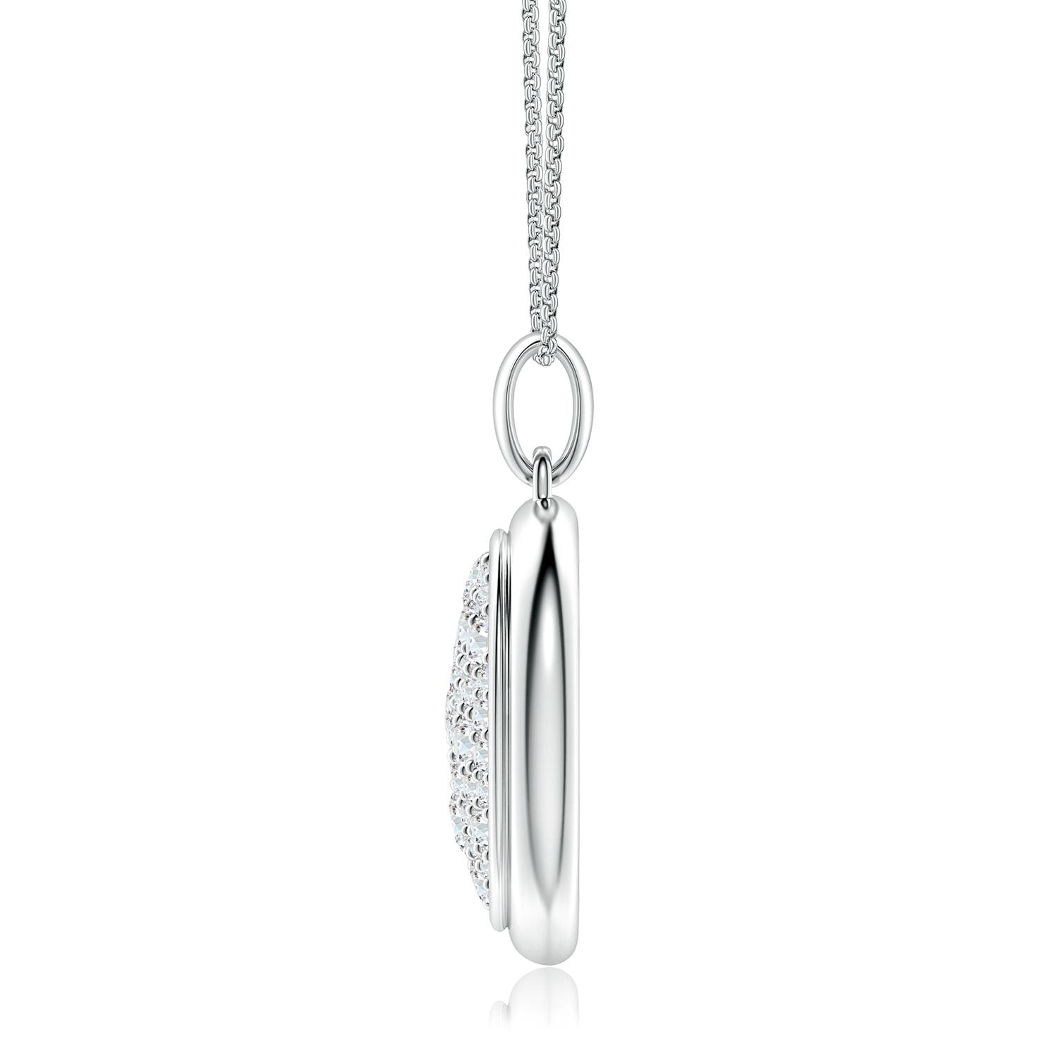 3.2mm GVS2 Pav�-Set Diamond Men�s Oval Medallion Pendant With Chain in White Gold - side 1