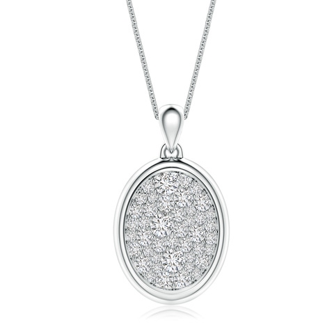 3.2mm HSI2 Pav�-Set Diamond Men�s Oval Medallion Pendant With Chain in White Gold - main