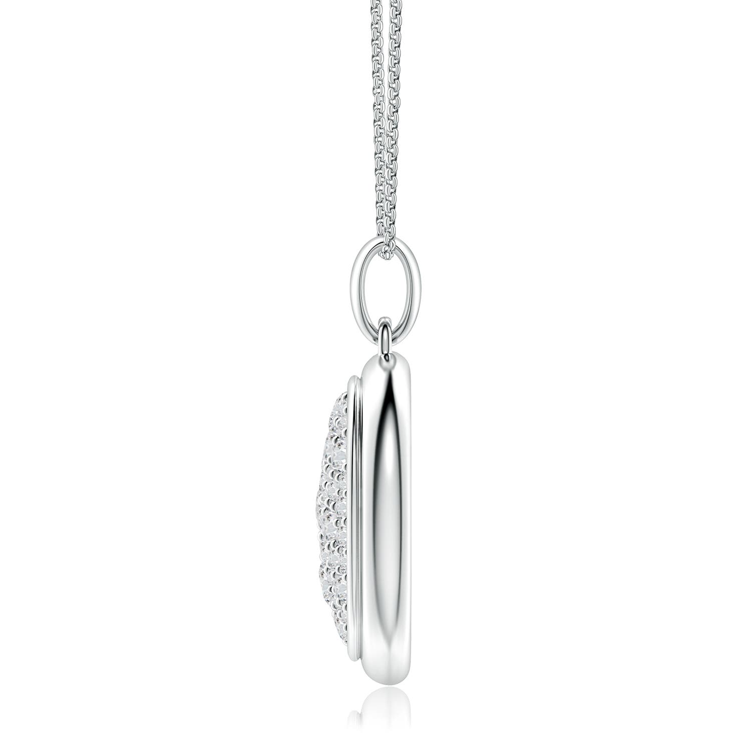 3.2mm HSI2 Pav�-Set Diamond Men�s Oval Medallion Pendant With Chain in White Gold - side 1