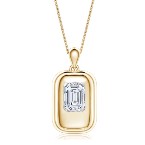 10x7mm GVS2 Emerald-Cut Diamond Men's Tag Pendant With Chain in Yellow Gold - main
