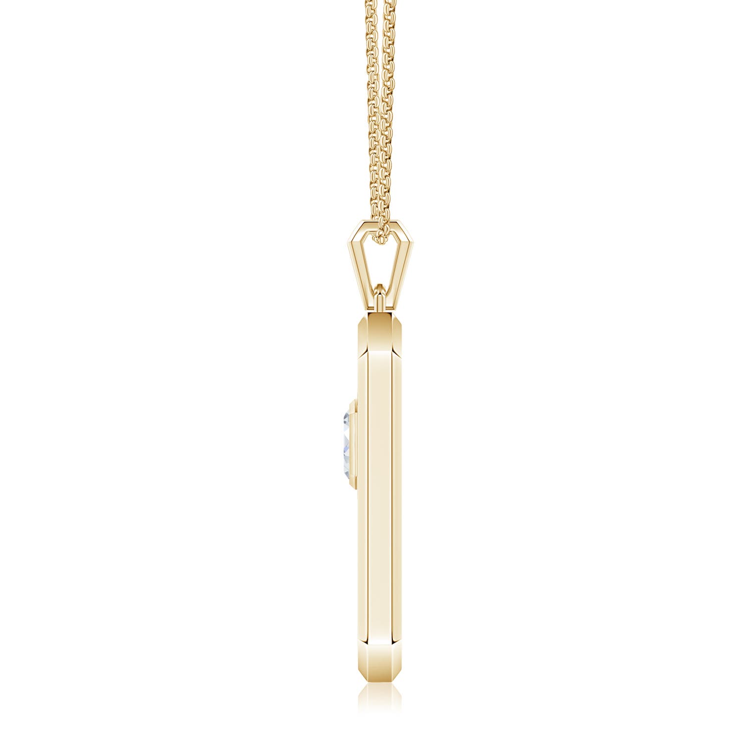 6x4mm GVS2 Emerald-Cut Diamond Halo Men's Elongated Octagon Tag Pendant With Chain in Yellow Gold - side 1