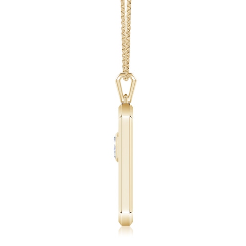 6x4mm GVS2 Emerald-Cut Diamond Halo Men's Elongated Octagon Tag Pendant With Chain in Yellow Gold - side 1