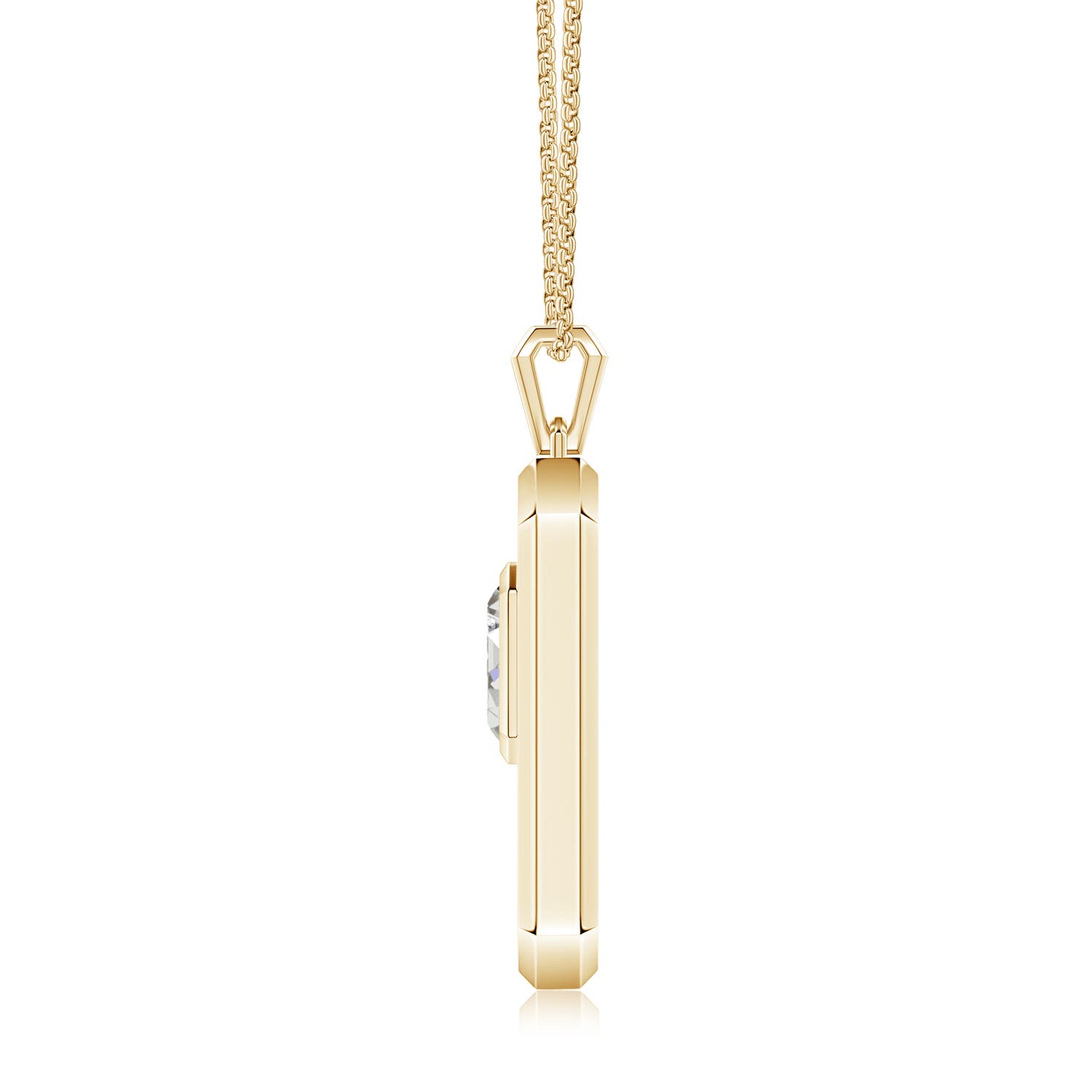 9x7mm IJI1I2 Emerald-Cut Diamond Men's Elongated Octagon Tag Pendant With Chain in Yellow Gold - side 1 - side 2