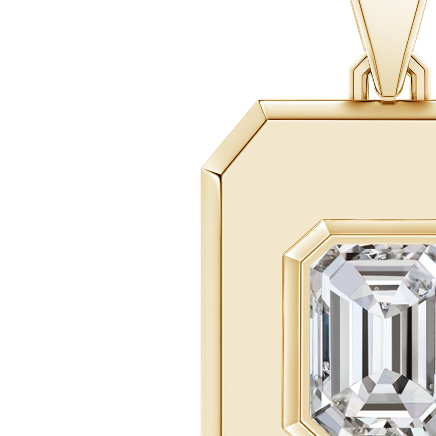 9x7mm IJI1I2 Emerald-Cut Diamond Men's Elongated Octagon Tag Pendant With Chain in Yellow Gold - side 2 - side 3