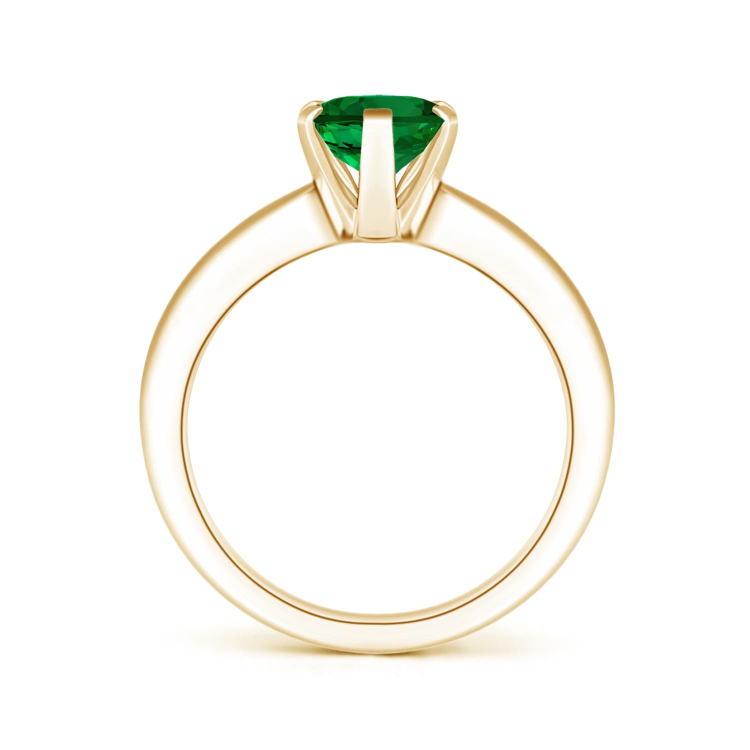9x7mm Labgrown Lab-Grown Tapered Shank Oval Solitaire Emerald Engagement Ring in 18K Yellow Gold - side