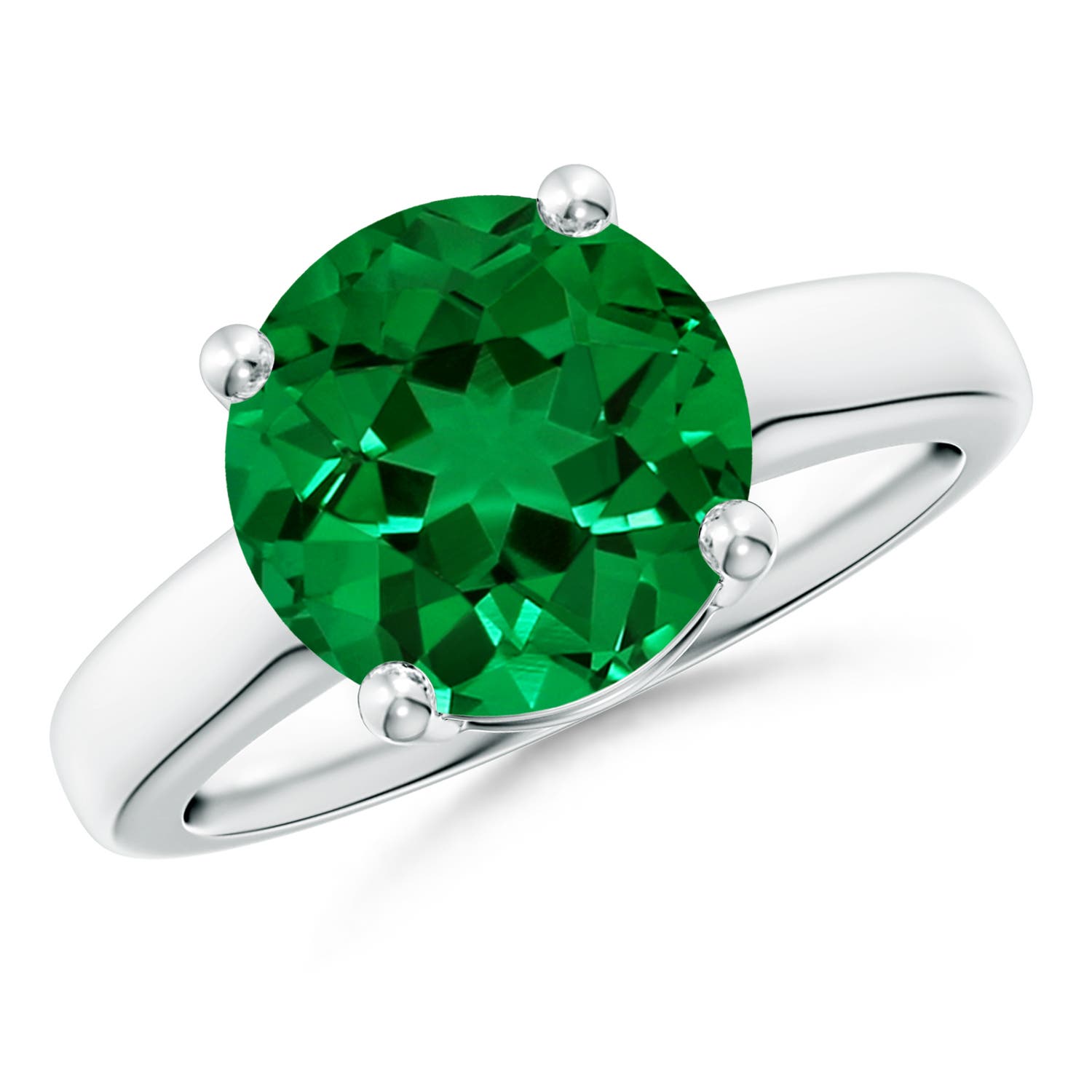 10mm Labgrown Lab-Grown Round Emerald Solitaire Engagement Ring in White Gold - main