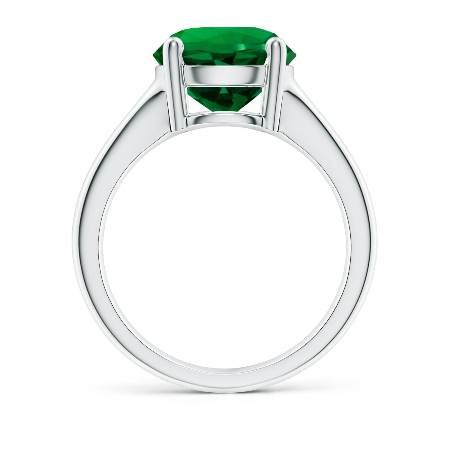 10mm Labgrown Lab-Grown Round Emerald Solitaire Engagement Ring in White Gold - side 1
