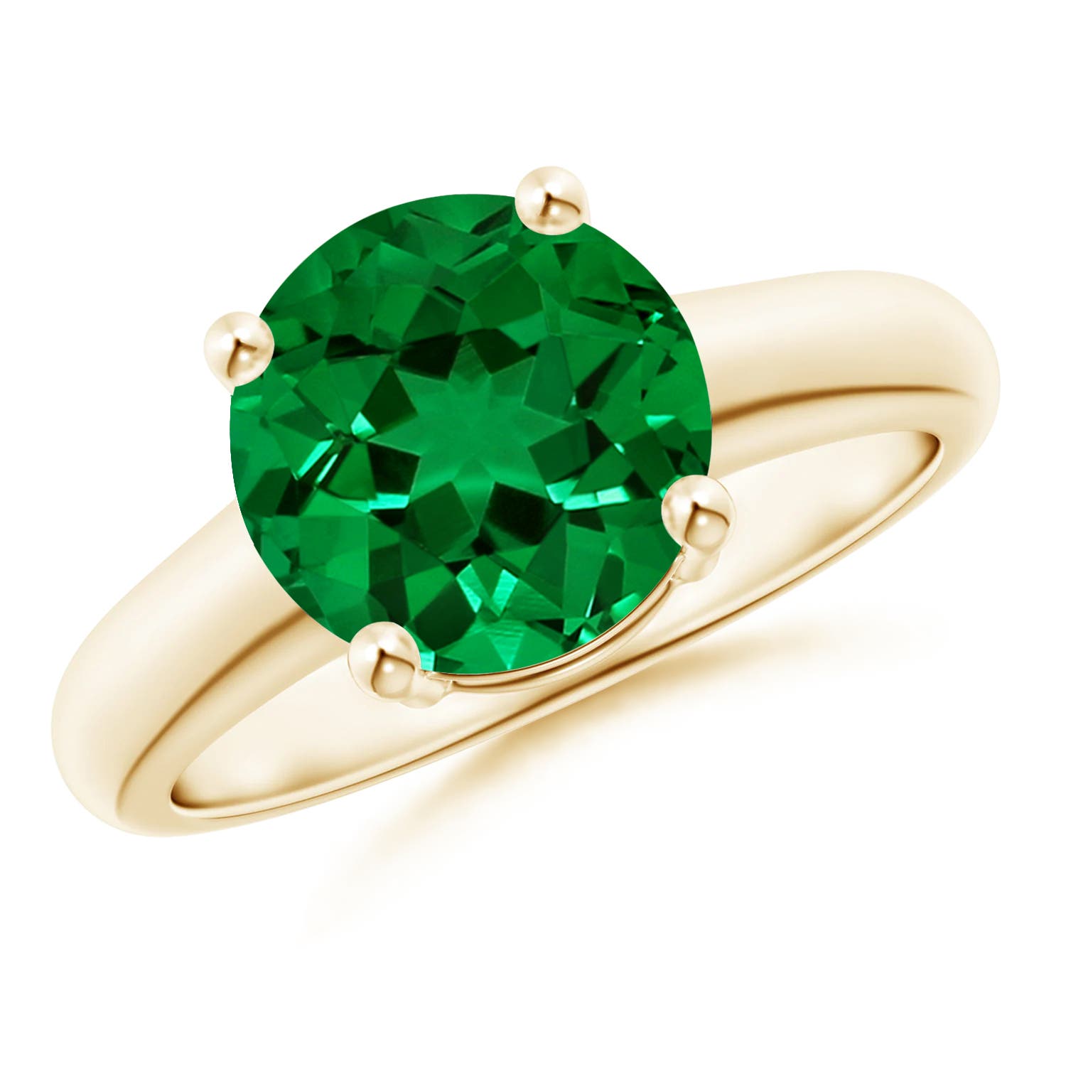 9mm Labgrown Lab-Grown Round Emerald Solitaire Engagement Ring in 18K Yellow Gold - main