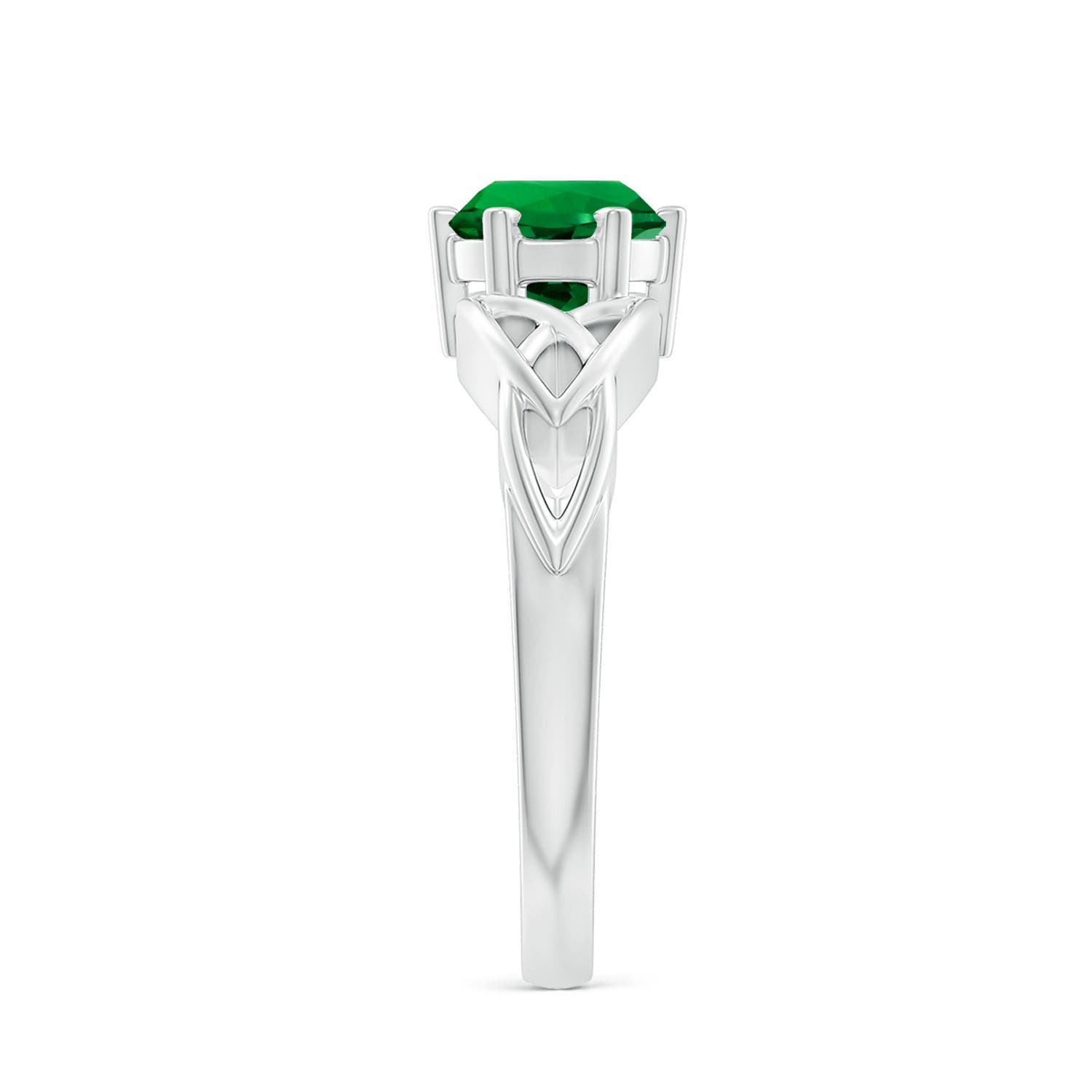 7mm Labgrown Lab-Grown Solitaire Round Emerald Celtic Knot Engagement Ring in White Gold - side 2 - side 4