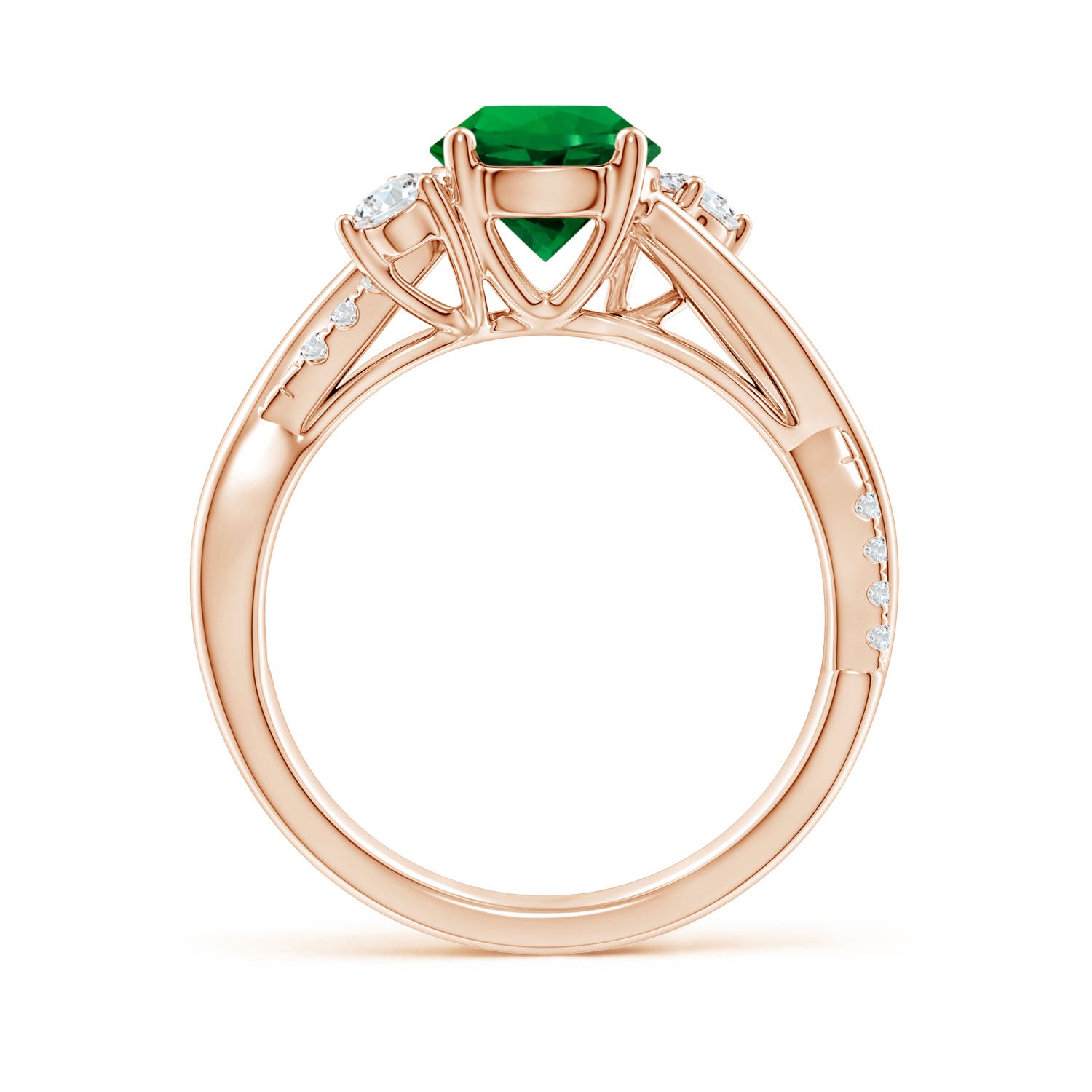 7mm Labgrown Nature Inspired Lab-Grown Emerald & Diamond Twisted Vine Engagement Ring in Rose Gold - side 1