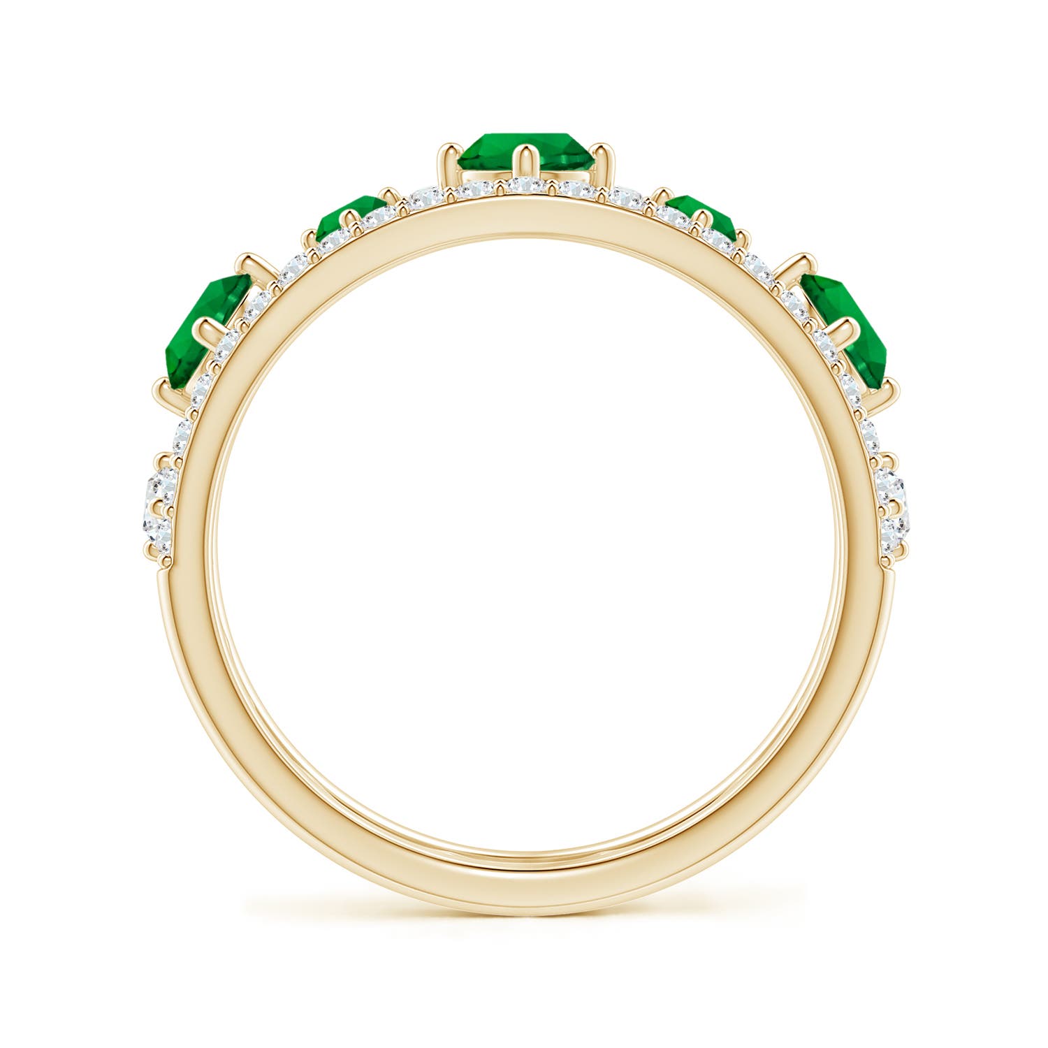 3.8mm Labgrown Lab-Grown Art Deco Inspired Graduated Emerald and Diamond Ring in 18K Yellow Gold - side 1
