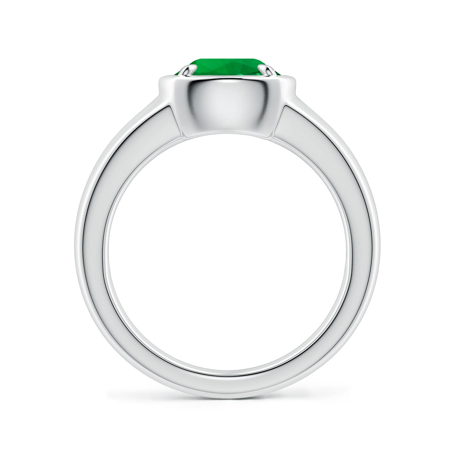 8mm Labgrown Bezel and Prong Round Lab-Grown Emerald Solitaire Engagement Ring in White Gold - side 1