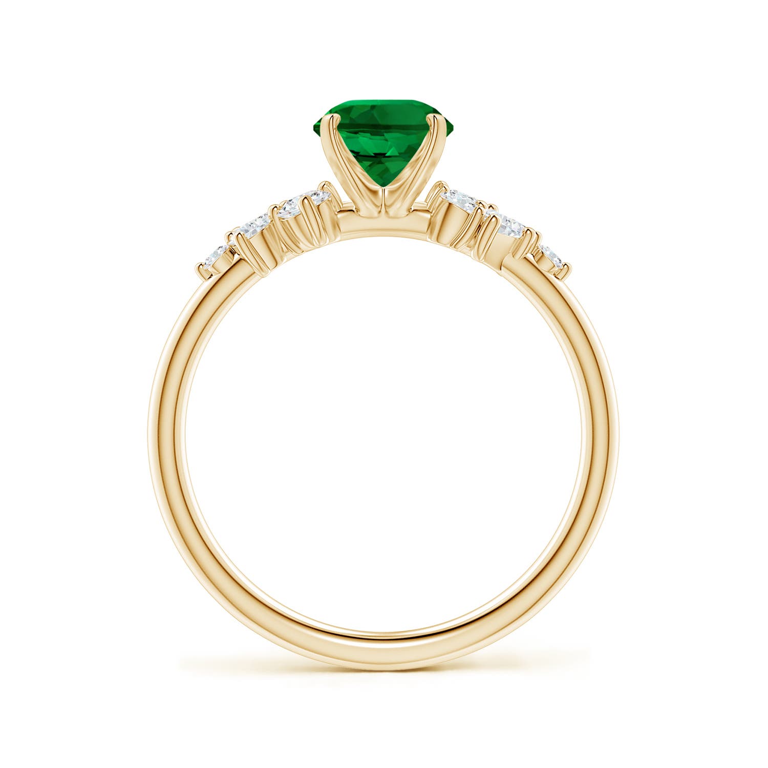 8x6mm Labgrown Lab-Grown Oval Emerald Engagement Ring with Multi-Shape Diamonds in 18K Yellow Gold - side 1