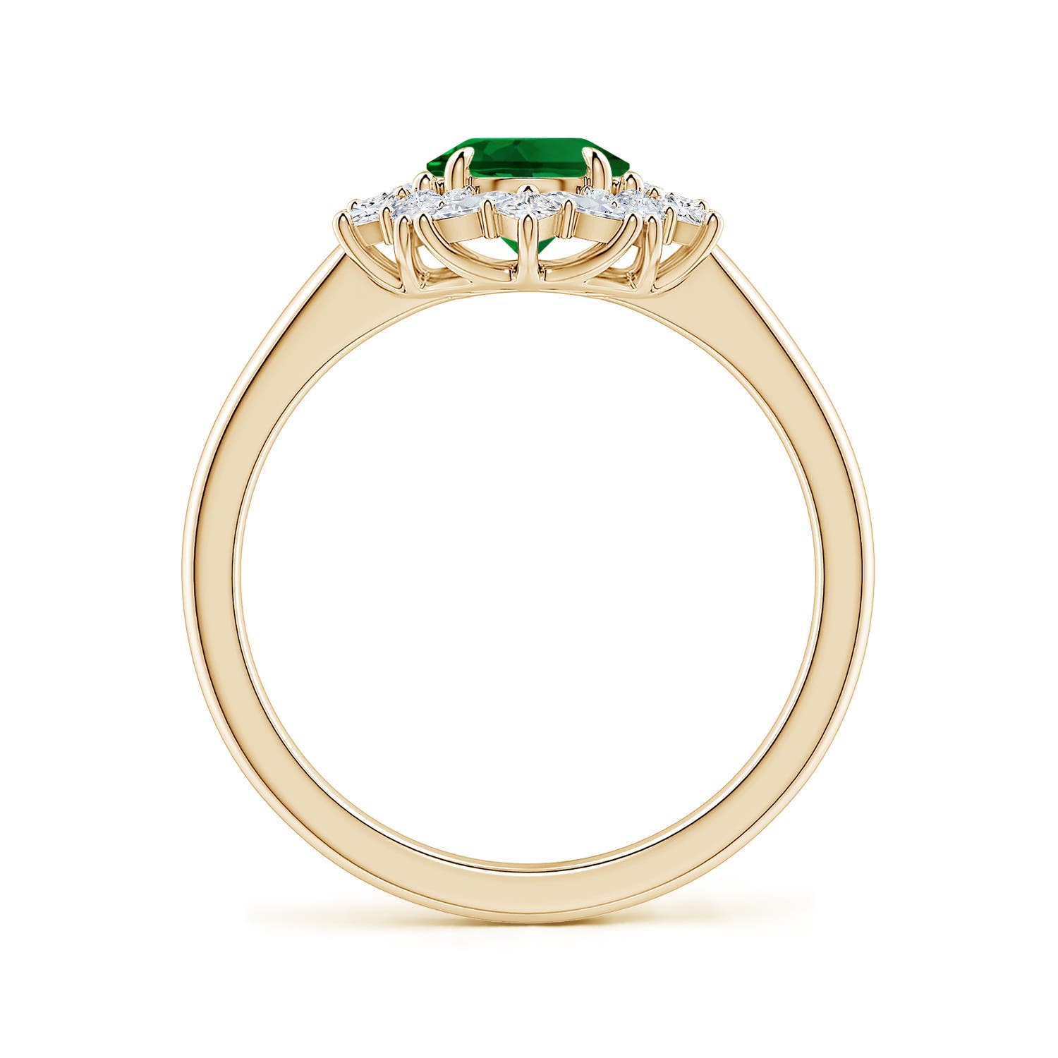 8x6mm Labgrown Oval Lab-Grown Emerald Multi-Shape Ornate Halo Engagement Ring in 18K Yellow Gold - side 1