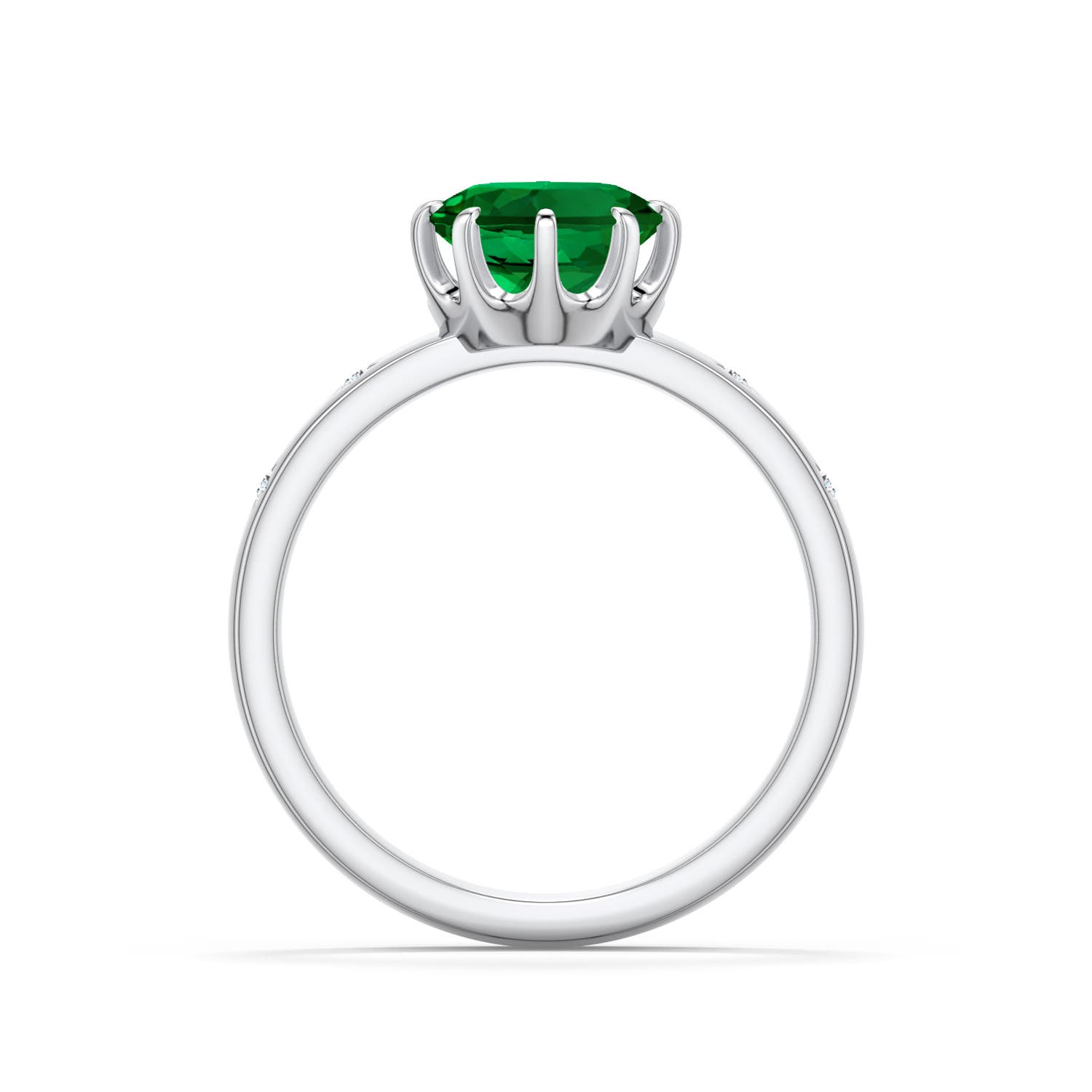 10x8mm Labgrown Oval Lab-Grown Emerald Starburst Engagement Ring in White Gold - side 1