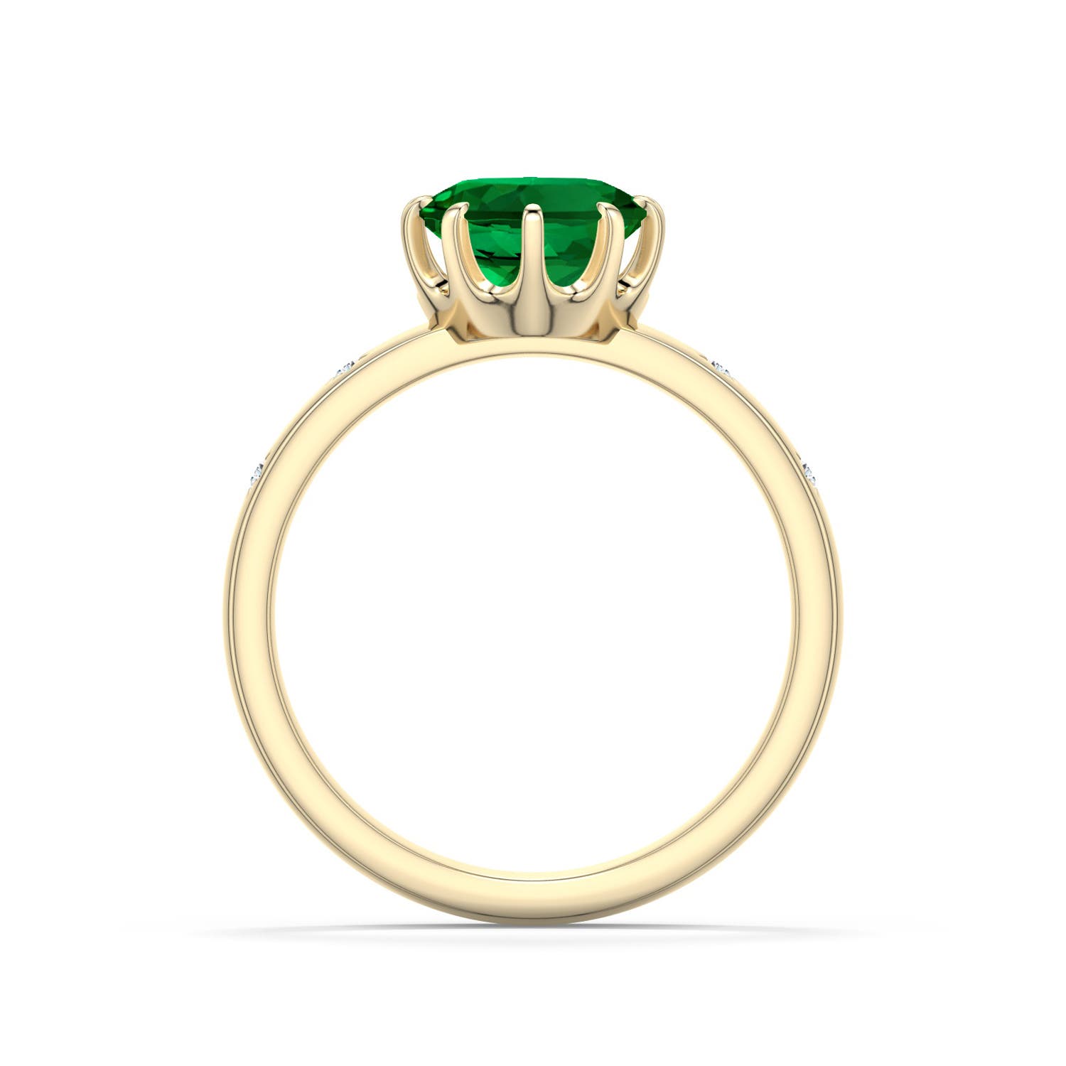 10x8mm Labgrown Oval Lab-Grown Emerald Starburst Engagement Ring in Yellow Gold - side 1