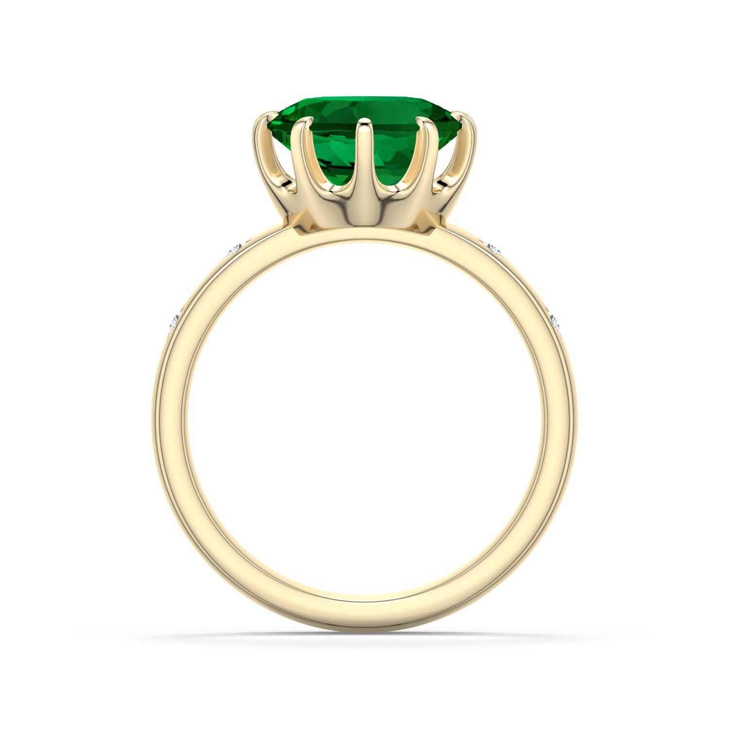 12x10mm Labgrown Oval Lab-Grown Emerald Starburst Engagement Ring in 18K Yellow Gold - side 1