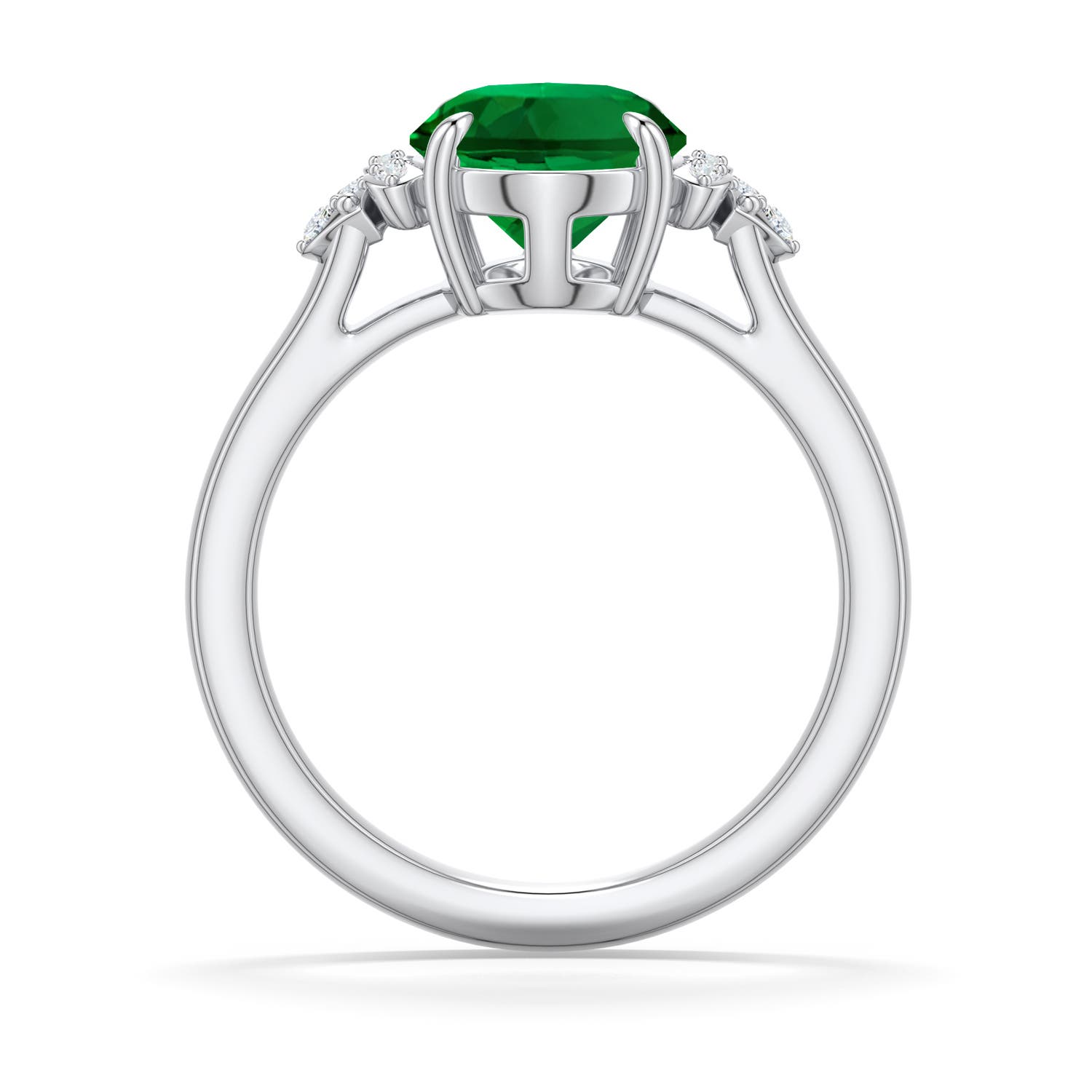 10x8mm Labgrown Oval Lab-Grown Emerald Engagement Ring in White Gold - side 1