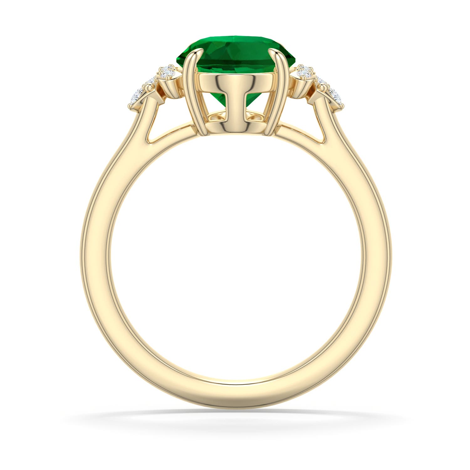 10x8mm Labgrown Oval Lab-Grown Emerald Engagement Ring in Yellow Gold - side 1