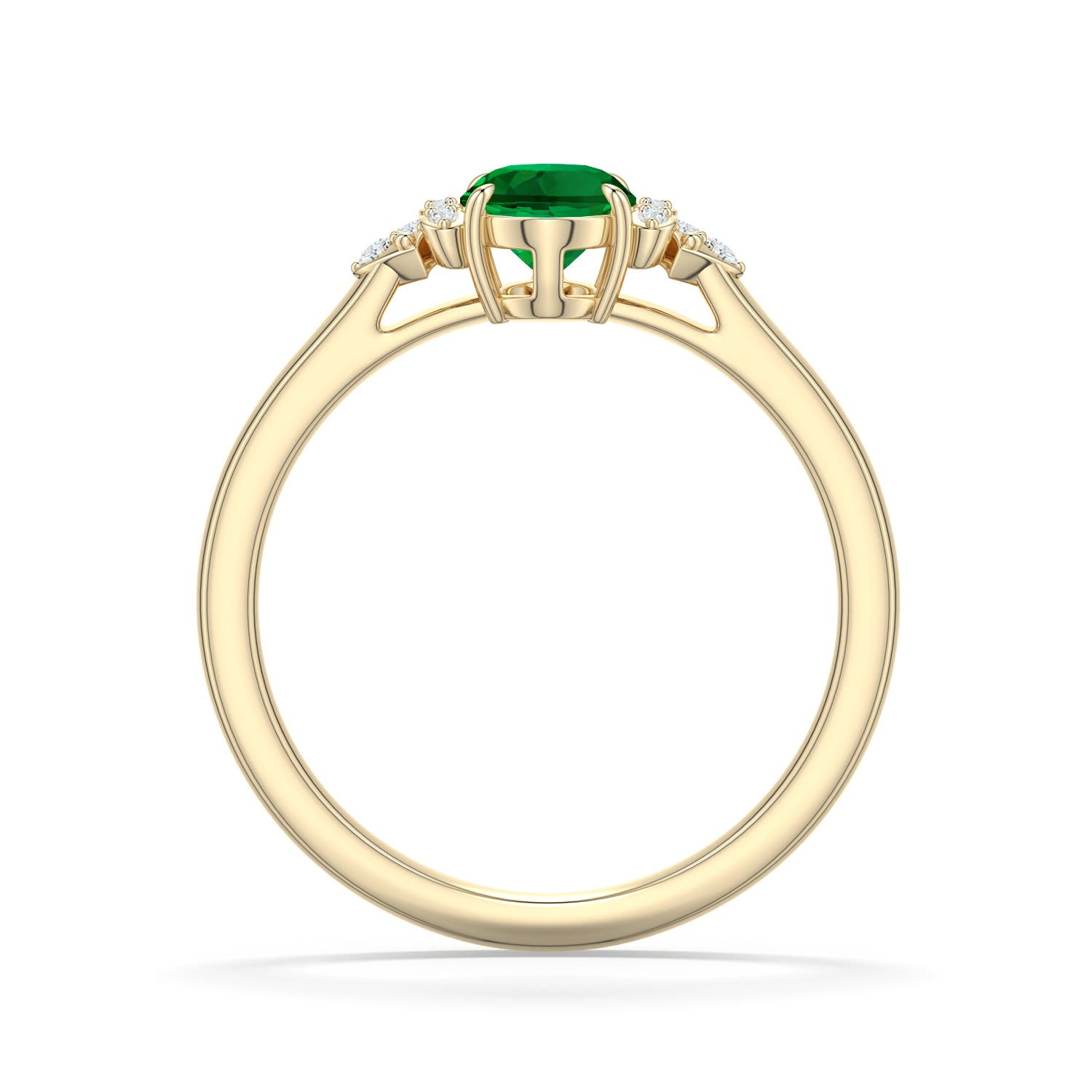 7x5mm Labgrown Oval Lab-Grown Emerald Engagement Ring in Yellow Gold - side 1 - side 3