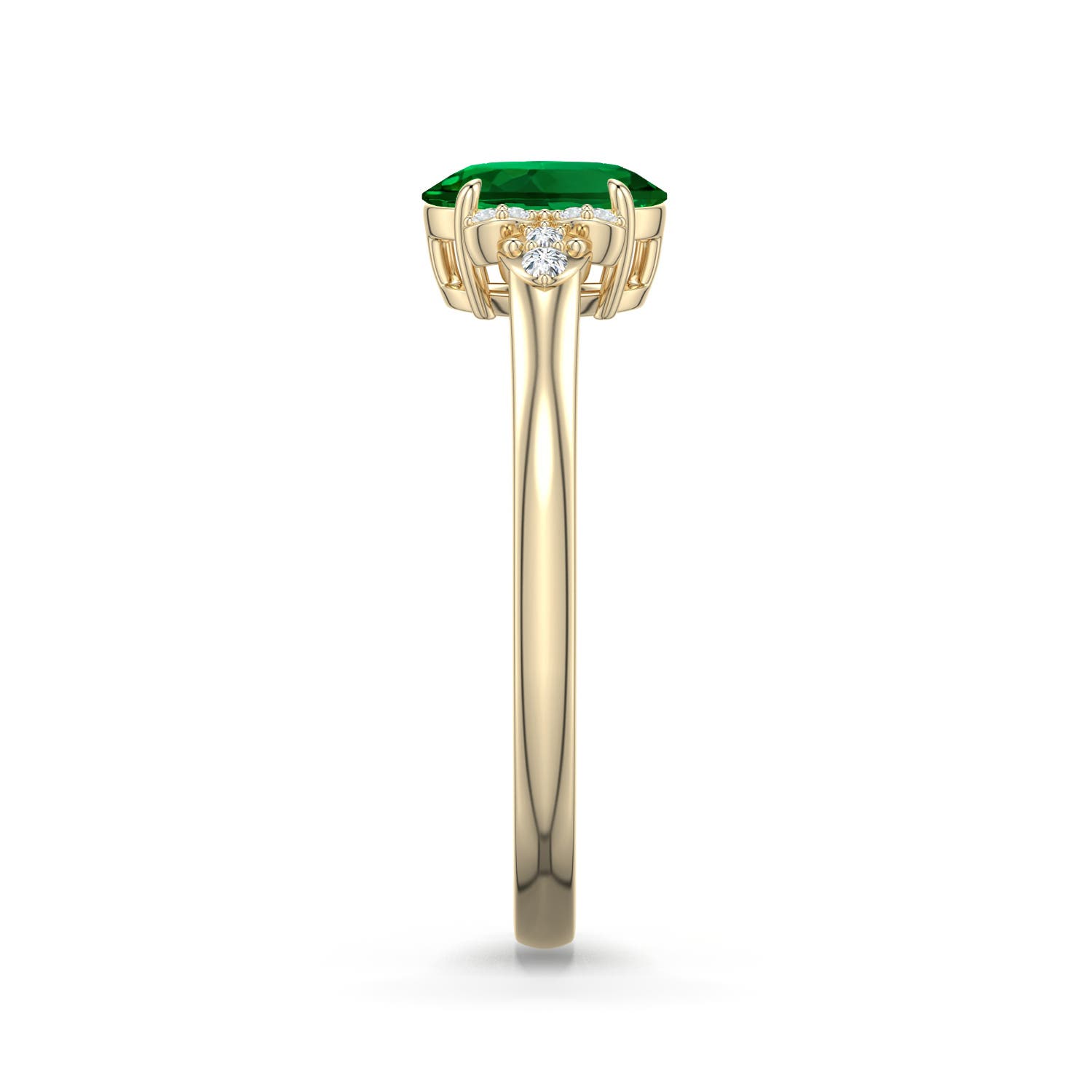 7x5mm Labgrown Oval Lab-Grown Emerald Engagement Ring in Yellow Gold - side 2 - side 4