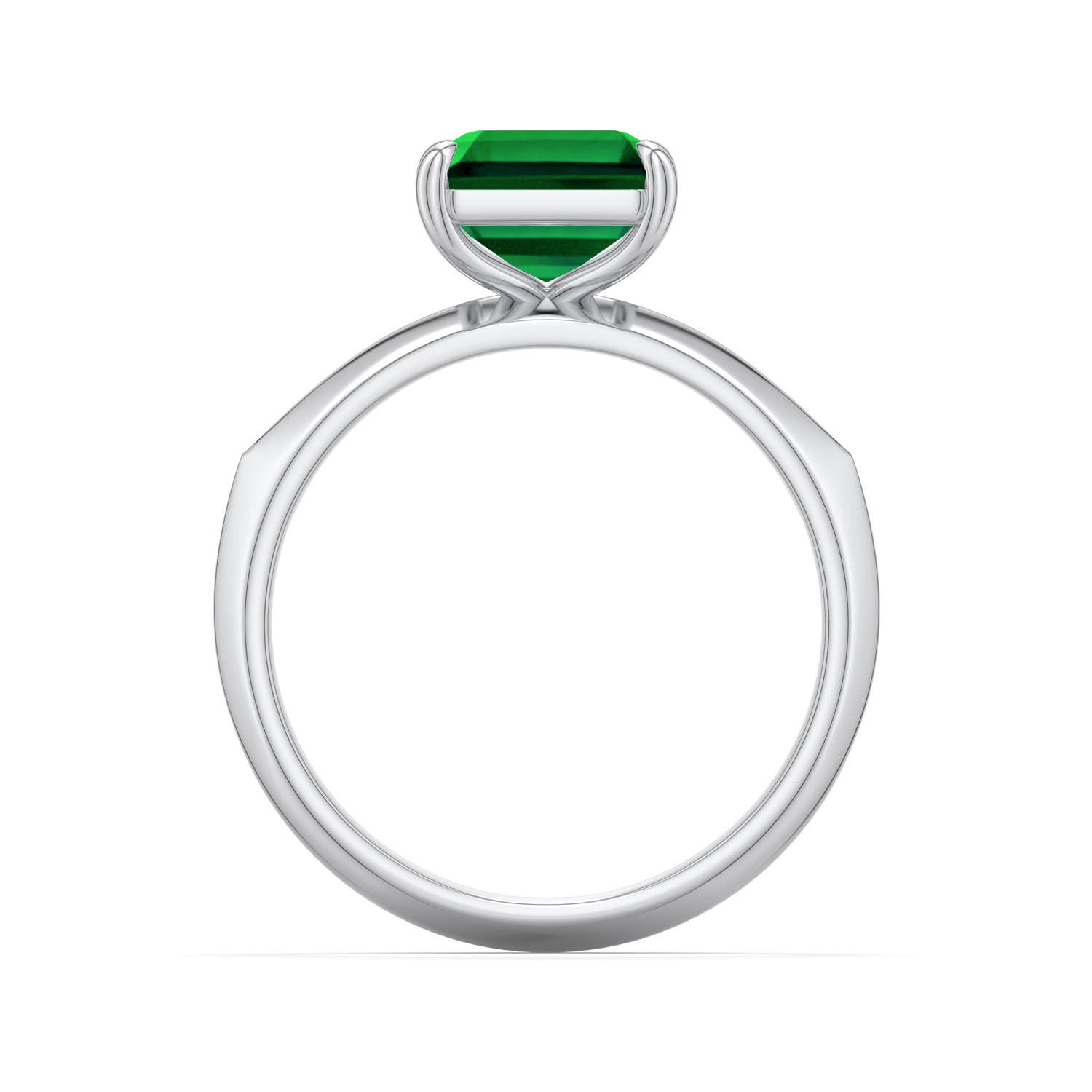 10x8mm Labgrown Emerald-Cut Lab-Grown Emerald Knife-Edge Split Shank Engagement Ring in 18K White Gold - side 1