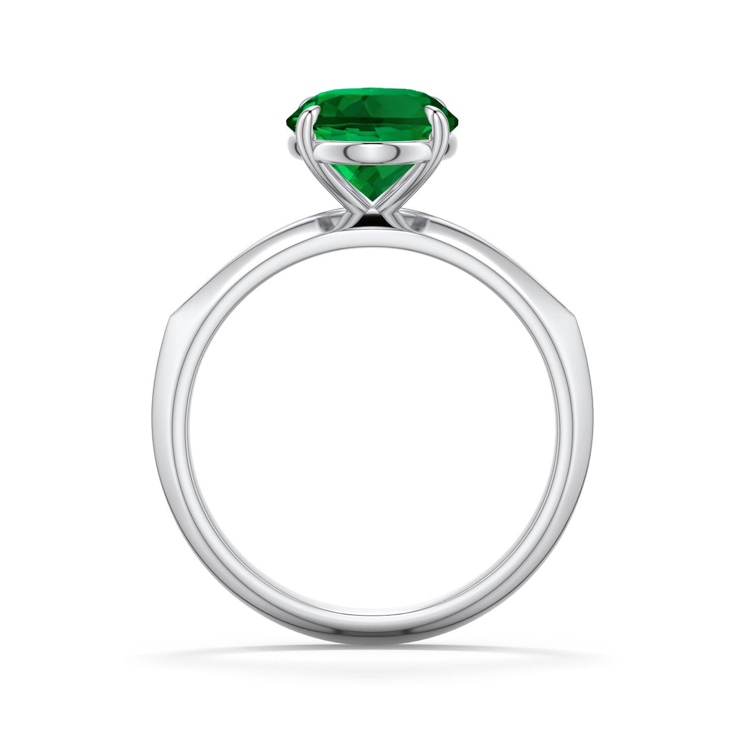 10x8mm Labgrown Oval Lab-Grown Emerald Knife-Edge Split Shank Engagement Ring in White Gold - side 1
