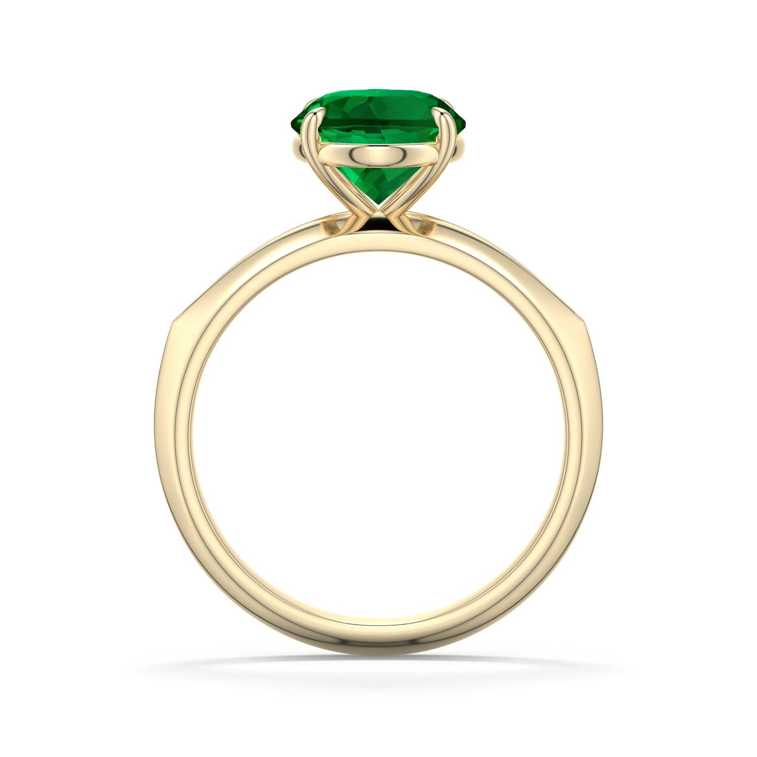 10x8mm Labgrown Oval Lab-Grown Emerald Knife-Edge Split Shank Engagement Ring in 18K Yellow Gold - side 1