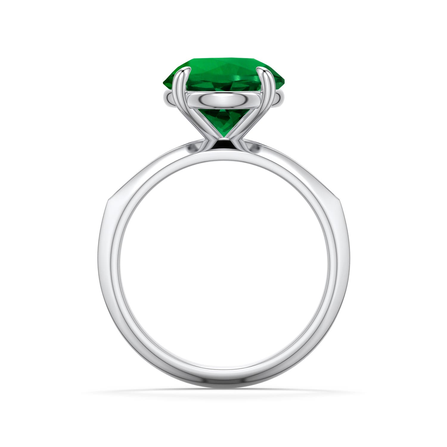 10mm Labgrown Round Lab-Grown Emerald Knife-Edge Split Shank Engagement Ring in White Gold - side 1